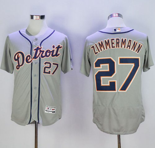 Tigers #27 Jordan Zimmermann Grey Flexbase Authentic Collection Stitched MLB Jersey
